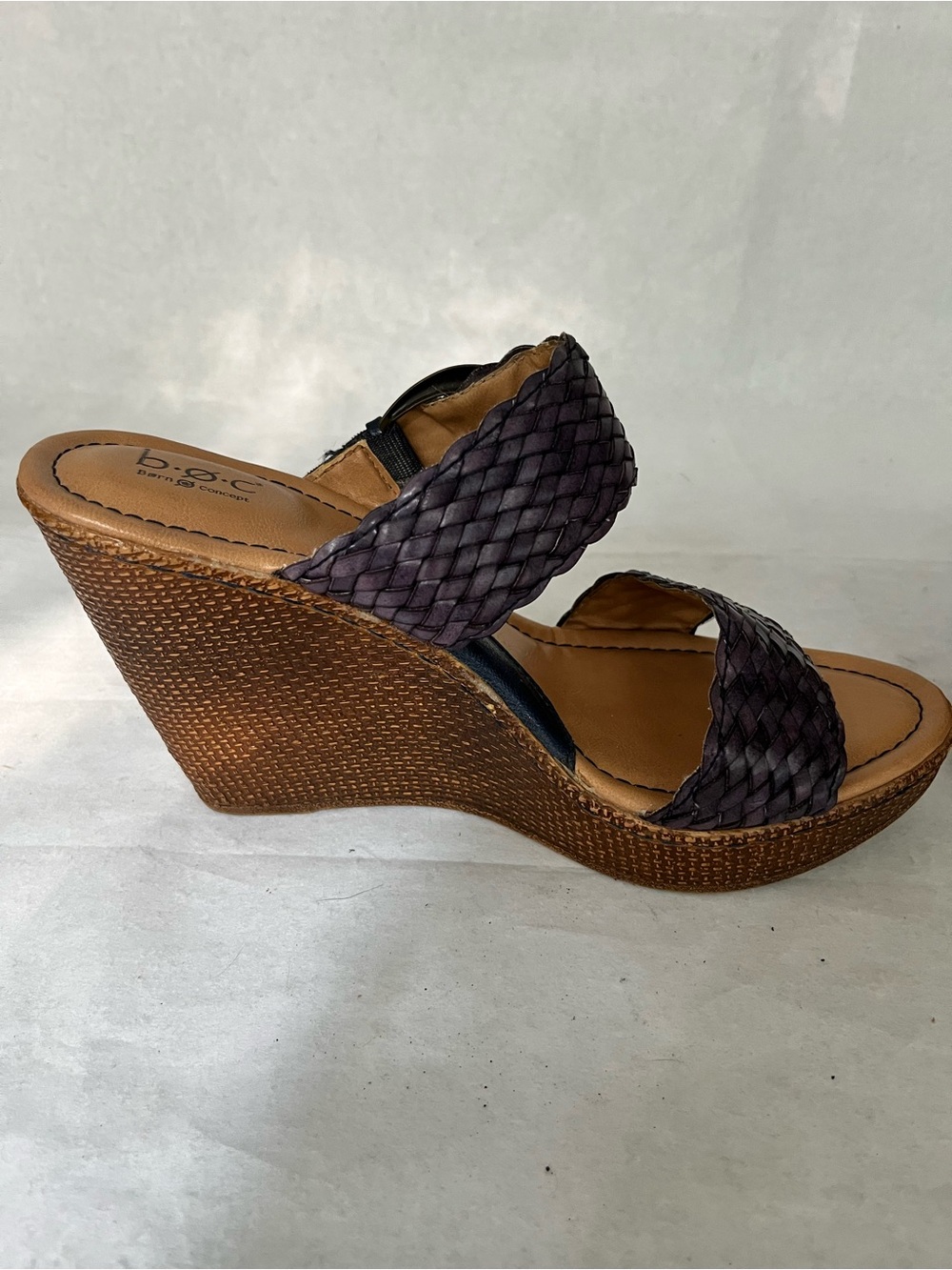 b.o.c. Braided Strap Dark Purple/Navy Wedge Sandal